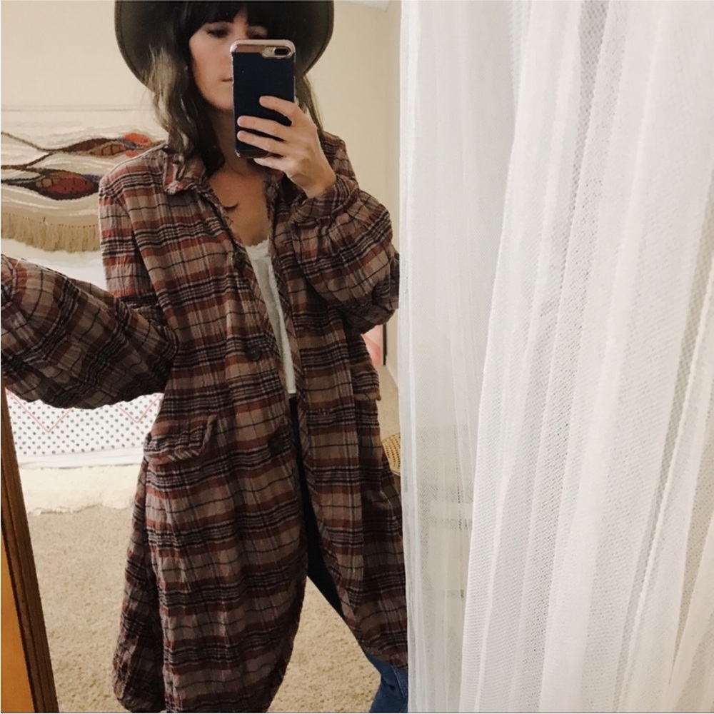 Free People plaid Victorian bell balloon sleeve jacket sz small - Picture 5 of 13